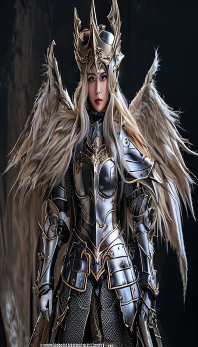 萌白酱史诗级龙族骑士cosplay全身造型展示，精工打造的金属质感盔甲与披风，摄影棚专业布光下气势磅礴