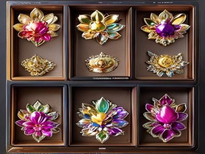 萌白酱徽章套装产品图，6枚不同造型的金属徽章整齐排列在展示盒中，工艺精细色彩鲜艳